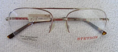 NEW STETSON XL 31 Gold Aviator Half Rim Mens Eyeglass Frames 59-18-150 $97.00 - Image 1 of 4