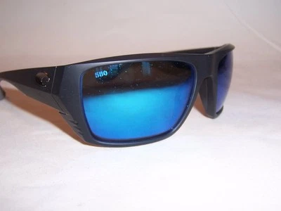 NEW COSTA DEL MAR FINLET SUNGLASSES BLACK/BLUE 580G POLARIZED $249 AUTHENTIC - Image 1 of 4
