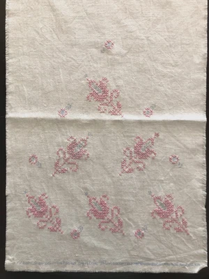 Bufanda tocador estampada vintage Vogart 620-C floral, algodón 13" x 36" - Iniciado Foto 1 de 3