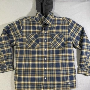 Eddie Bauer Men's Full-Zip Fleece Quilt Lined Hooded Shirt Jacket Plaid Size XL - Picture 1 of 8