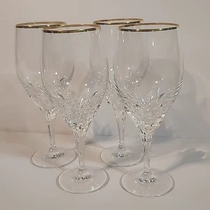 Gorham Diamant Gold Kristall Wasserkelche Gläser Goldrand 4er Set NEUWERTIG 8,25" - Bild 1 von 6