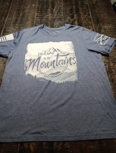 Grunt Style T-Shirt Herren XL Blau Kurzarm Life Is Better In The Mountains  - Bild 1 von 7