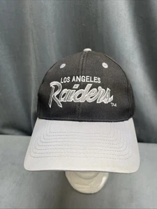 Vintage Los Angeles Raiders Script Hat Official NFL Cap Sun Faced Front Half - Bild 1 von 24