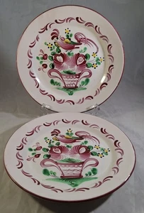 Paar traditionelle französische handbemalte Chanticleer Hahn Fayence Teller 19. Jh. - Bild 1 von 12