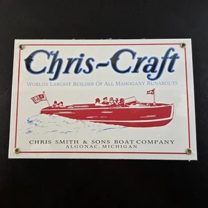 ORIGINAL VTG CHRIS-CRAFT BOATS PORCELAIN SPORTING GOODS SIGN 12" X 8" New Sealed - Picture 1 of 2
