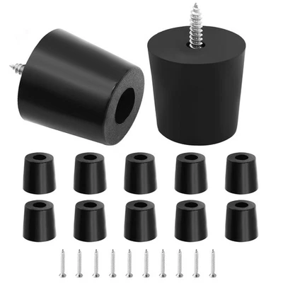 AUVOTUIS 12pcs Round Rubber Feet with Stainless Screws, Black Chair Bumpers Pads for Cutt