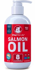 Salmon Oil for Dogs & Cats - Healthy Skin & Coat, Fish Oil, Omega 3 EPA DHA, ... - Picture 1 of 7