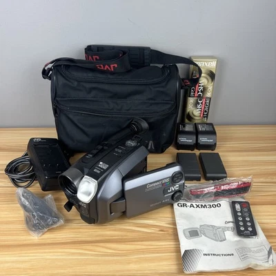 WORKING Vintage 1998 JVC Video Camcorder Camera GR-AXM300U HUGE BUNDLE - Image 1 of 4
