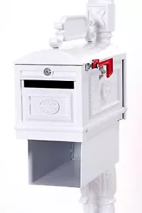 Locking Mailbox WHITE with Paper Box Secure Cast Aluminum Better Box Mailboxes - Picture 1 of 3