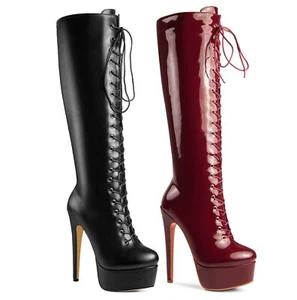 Ann Creek Women's High Fashion Ultra High Stiletto Heels Platform Lace Up Boots - Picture 1 of 17