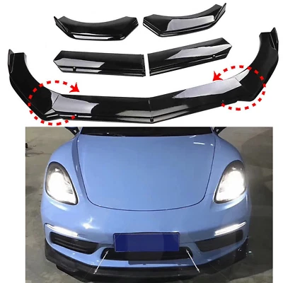 Front Bumper Spoiler Chin Splitter Body Kit Glossy Black For Porsche 718 Cayman Foto 1 de 4