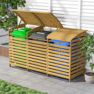Metal Double Wheelie Bin Storage Shed Garden Rubbish Dustbin Cover Bike House UK - Picture 1 of 68