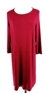 Eileen Fisher Womens Size PL Red Stretch Viscose 3/4 Sleeve Shift Dress - Picture 1 of 6