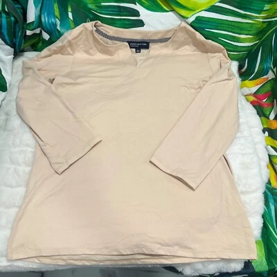 Jones New York Signature Large Peach Light Orange Blush 3/4 Sleeve Casual Tee - Image 1 of 4