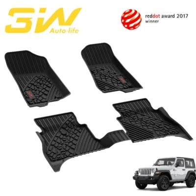 3W Floor Mats for Jeep Wrangler 4XE 2021-2024 TPE All Weather Fit Car Liners - Image 1 of 4