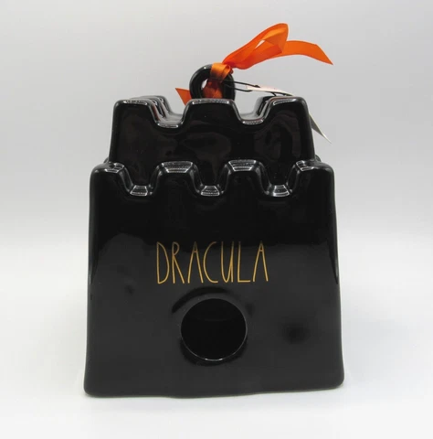 RAE DUNN BY MAGENTA BLACK CERAMIC DRACULA CASTLE BIRDHOUSE HALLOWEEN DÉCOR NEW Cover