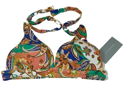 NWT Antonio Melani  Womens Paisley  Print Halter Padded  Bra Bikini Top Medium - Image 1 of 4