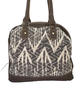Bolso de Hombro Myra Grande Lona Cuero Boho Hippie Occidental Doble Asas Cremallera - Imagen 1 de 17