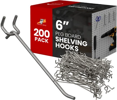 200 Pack PEG Board Pegboard Shelving Hooks 6" Length Wholesale Lot - Image 1 of 4