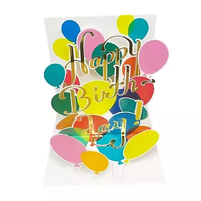 Happy Birthday Balloons Greeting Card 3D Pop Up Balloon Bouquet Birthday Card - Image 1 of 4