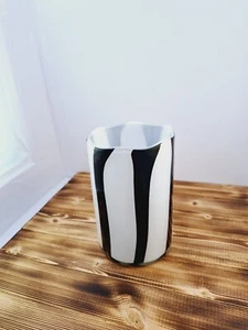 Postmodern Black & White Italian Blown Glass Vase, Candle Holder - Picture 1 of 10