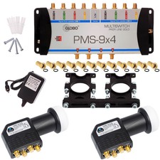 PMSE Multischalter Multiswitch 9/4 9x4 2 Sat + Quattro LNB 0,1dB FULL HDTV 3D 4K