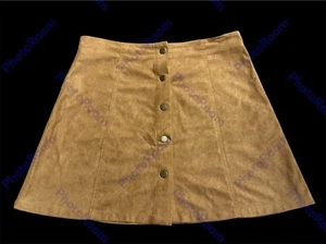*SANS SOUCI Women's Brown Button Front Closure Suede Skirt Size Medium RN 95652 - Picture 1 of 4