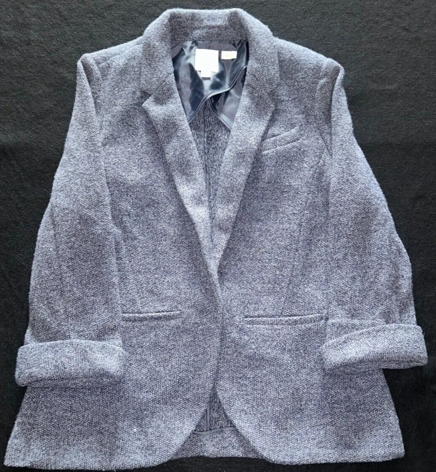 Blazer para mujer Lauren Conrad talla 12 azul tejido chaqueta de longitud media carrera oficina Foto 1 de 3