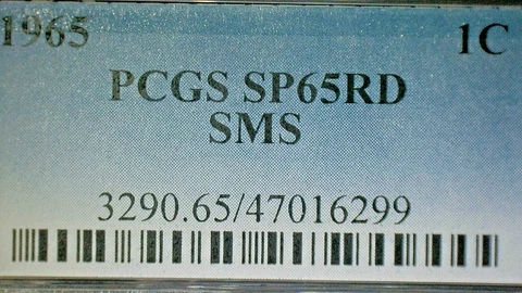 UNITED STATES--1965 PCGS SP65RD SMS MEMORIAL COPPER PENNY KM#201 PRICE REDUCED Cover