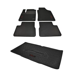 Gummimatten + Kofferraumwanne Logo passend für Fiat 500E Elektro ab Bj.2020 rot - Bild 1 von 11