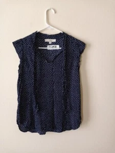 Loft Damen Pullover Shirt blau mit Tupfen ärmellos Größe XS - Bild 1 von 5