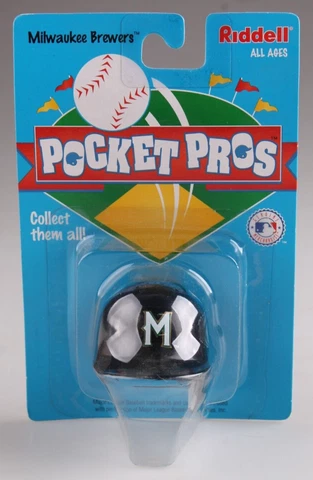 1997 MLB Milwaukee Brewers Riddell Pocket Pros Baseball Mini Helmet NIP Cover