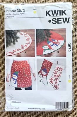 Kwik Sew Sewing Pattern 3572 Christmas Tree Skirt, Stocking, Apron & Appliques - Image 1 of 2