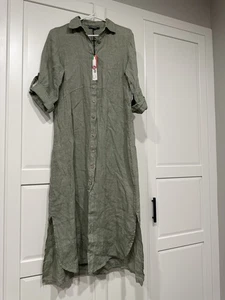 Neu mit Etikett Charlie B grünes Leinenhemdkleid, Petite Small, minimalistisch, leicht  - Bild 1 von 13