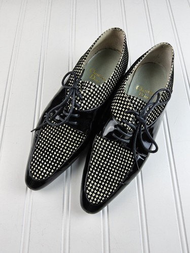 Scarpe eleganti Christian Dior da donna in vernice con pied de poule e pizzo taglia 5 5
