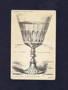 Tarjeta comercial victoriana de 1890, gran té del Atlántico y el Pacífico, rompecabezas americano - Imagen 1 de 2