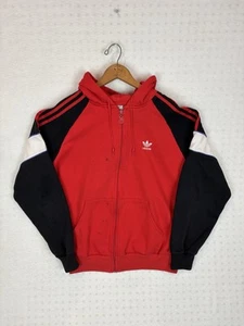 Sudadera con Capucha Vintage Adidas Trifolio Cremallera Completa Talla XL 80s Roja Hecha en Taiwán - Imagen 1 de 7