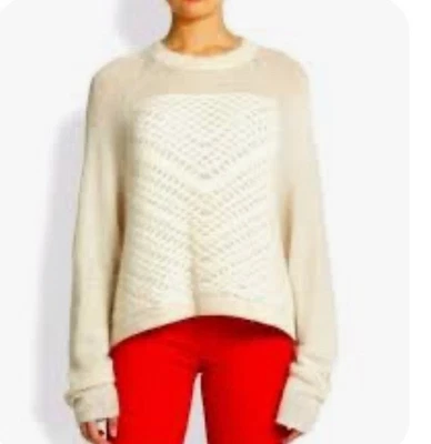 Suéter Helmut Lang Velado Texturizado XS Pequeño Marfil Mohair Cuello Redondo Foto 1 de 4