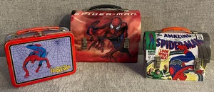 Vintage Amazing Spider Man Mini Tin Lunch Box Lot of 3 Please read Description - Picture 1 of 12
