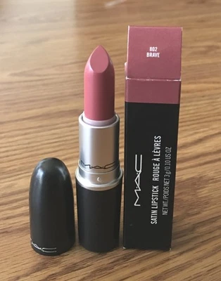 Lápiz labial Mac Satin - 802 Brave - 0,10 oz/3 g (nota nueva en caja) Foto 1 de 2