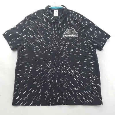 Camisa Star Wars Para Hombres 2XL Negra Disney Abotonada Hyperdrive Galaxy Estampado Allover Foto 1 de 4