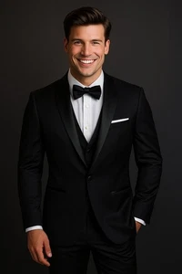 Men’s Black Outfit 3 Piece Groom Wedding Suits Elegant Suits, Dinner Party Wear - Picture 1 of 2