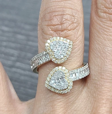 Deal! 0.80CT Genuine Baguettes Diamond Eternity Cuff ladies Ring 10K Yellow Gold - Image 1 of 4