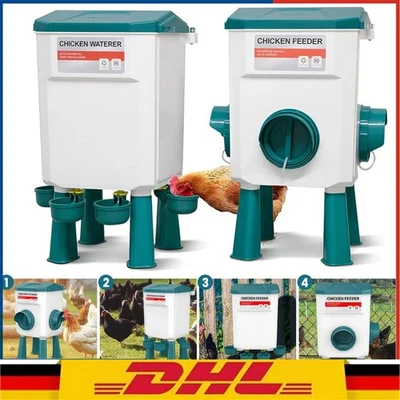 Automatischer Futterautomat Hühner 12kg und Hühnertränke 11L Wassertränke Hühner - Bild 1 von 4
