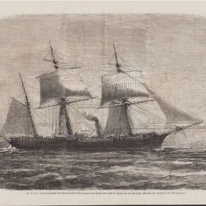 Le Sumter Navire de guerre des Etats du Sud d'Amérique - Gravure de presse 1862 - Picture 1 of 2