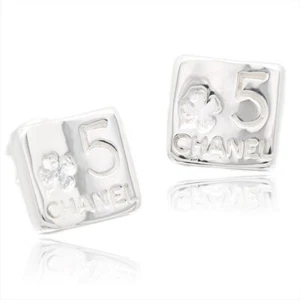 CHANEL Square Ohrstecker Kleeblatt & No.5 Ag925 Silber 11,5 mm neuwertig gebraucht - Bild 1 von 5