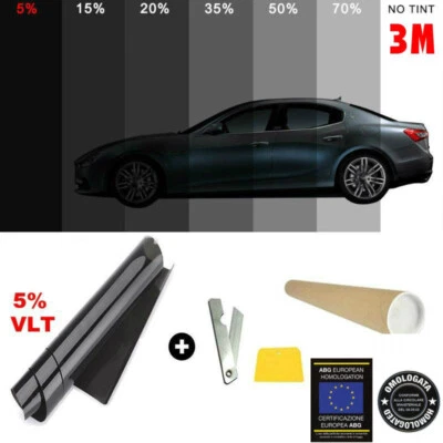 PELLICOLA OMOLOGATA ABG OSCURAMENTO VETRI AUTO SERIE 3M BLACK SHADE® HP 5% - Bild 1 von 4