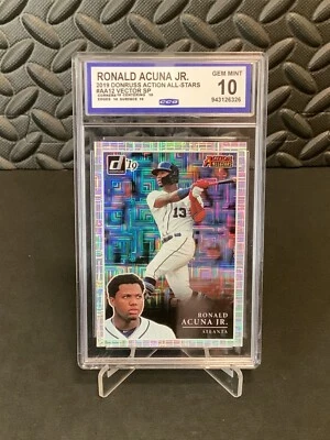 2019 Panini Donruss Action All-Stars RONALD ACUNA Jr Vector Parallel GEM MINT 10 - Image 1 of 2