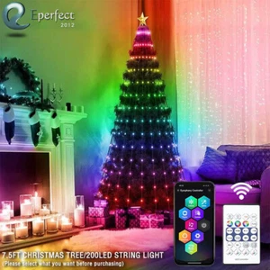 7.5ft Christmas Tree & Waterfall Lights 200LED Color Changing for Indoor Outdoor - Picture 1 of 20