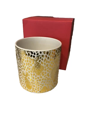 Jarrón LILLY PULITZER Sea Life diseño de peces metálico dorado blanco NUEVO 5x5 2 disponibles Foto 1 de 4